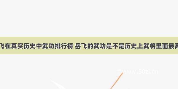 岳飞在真实历史中武功排行榜 岳飞的武功是不是历史上武将里面最高的