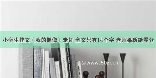 小学生作文《我的偶像》走红 全文只有14个字 老师果断给零分