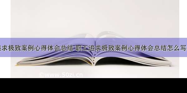 职工追求极致案例心得体会总结 职工追求极致案例心得体会总结怎么写(六篇)