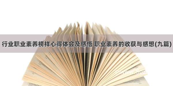 行业职业素养榜样心得体会及感悟 职业素养的收获与感想(九篇)