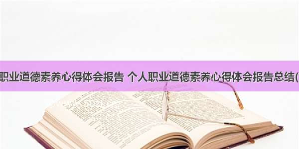 个人职业道德素养心得体会报告 个人职业道德素养心得体会报告总结(九篇)