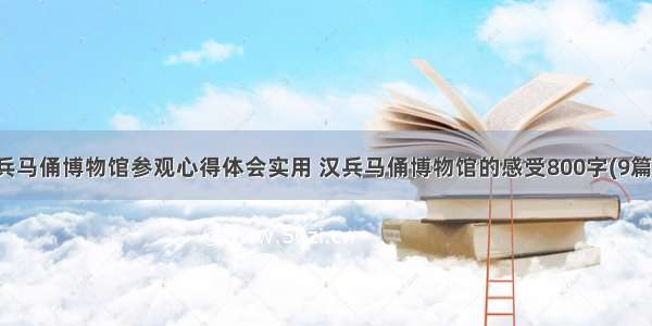 兵马俑博物馆参观心得体会实用 汉兵马俑博物馆的感受800字(9篇)