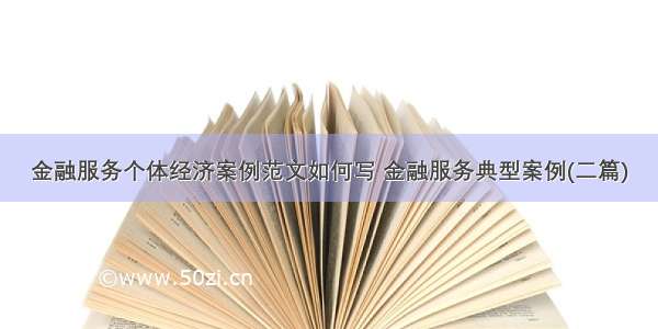 金融服务个体经济案例范文如何写 金融服务典型案例(二篇)