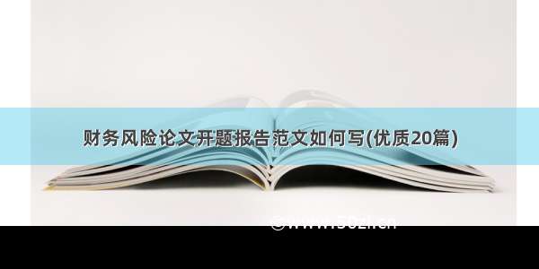 财务风险论文开题报告范文如何写(优质20篇)