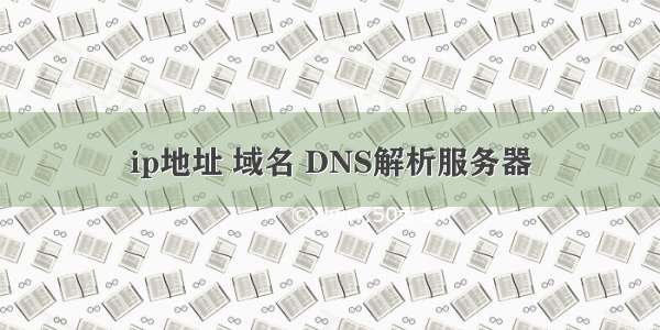 ip地址 域名 DNS解析服务器