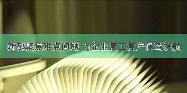 新都聚焦难点问题 为企业复工复产保驾护航