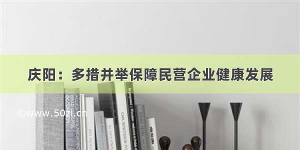 庆阳：多措并举保障民营企业健康发展