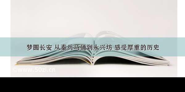 梦圆长安 从秦兵马俑到永兴坊 感受厚重的历史