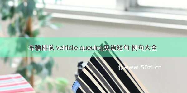 车辆排队 vehicle queuing英语短句 例句大全