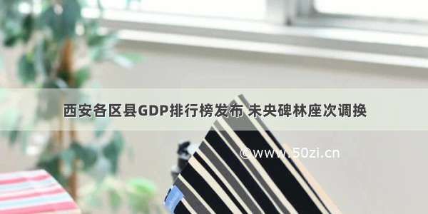 西安各区县GDP排行榜发布 未央碑林座次调换