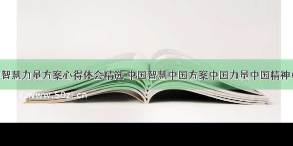 中国智慧力量方案心得体会精选 中国智慧中国方案中国力量中国精神(7篇)