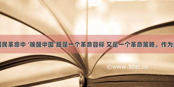 “在国民革命中 ‘唤醒中国’既是一个革命目标 又是一个革命策略。作为国民革命中政