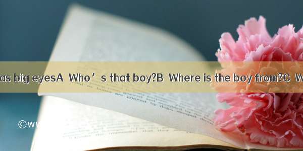 — — He is tall and has big eyesA．Who’s that boy?B．Where is the boy from?C．What does the b