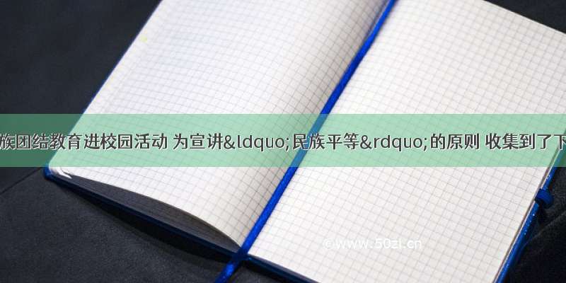 某学校开展民族团结教育进校园活动 为宣讲“民族平等”的原则 收集到了下列资料 其